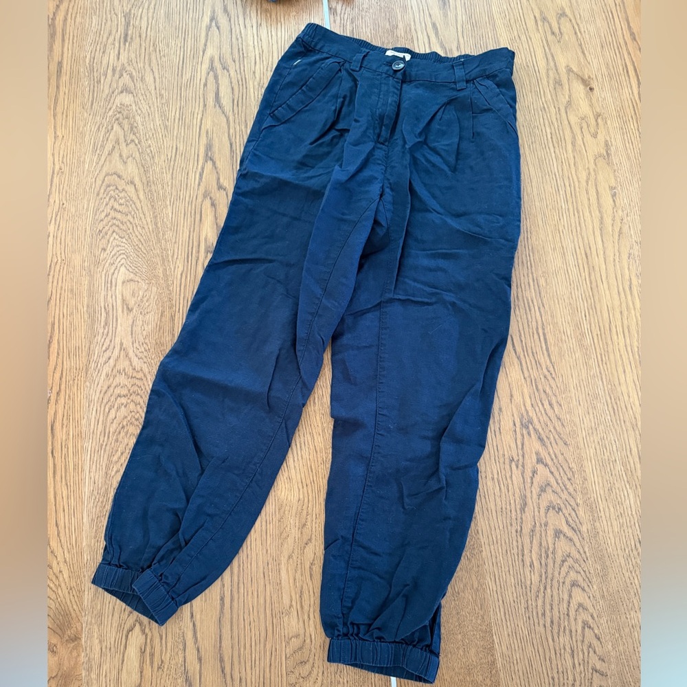 Aigle Linen Navy Cropped Jogger - Small